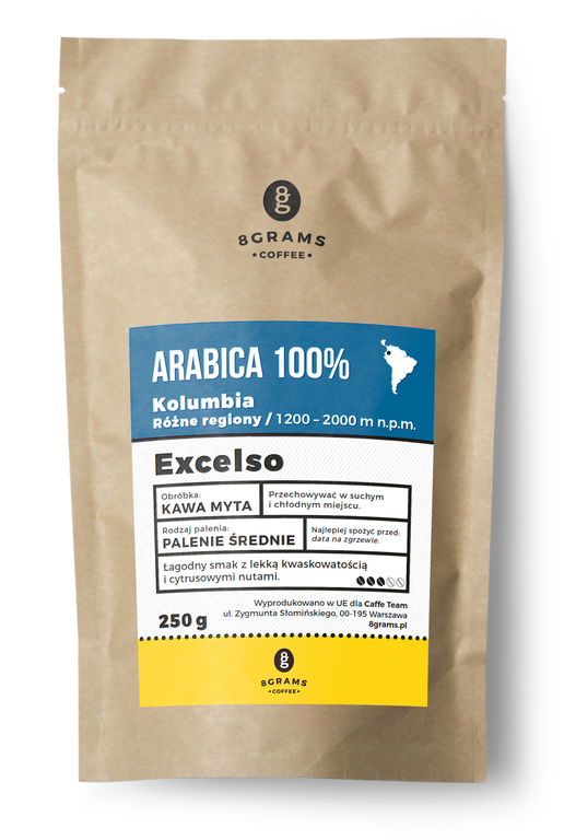 8Grams Kolumbia Excelso 250g kawa ziarnista jednorodna